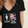 Back To School Library Unicorn Book Lover School Librarian Women's Jersey Short Sleeve Deep V-Neck Tshirt