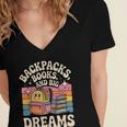 Backpacks Books And Big Dreams Cute Back To School Women's Jersey Short Sleeve Deep V-Neck Tshirt