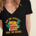 Ban The Fascist Save The Books For a Book Fan Women's Jersey Short Sleeve Deep V-Neck Tshirt