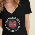 Ban The Fascists Save The Books Banned Books Free Speech Women's Jersey Short Sleeve Deep V-Neck Tshirt