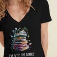 Im With The Banned Book Readers Librarians Read Banned Books Women's Jersey Short Sleeve Deep V-Neck Tshirt Im With The Banned Book Readers Librarians Read Banned Books Women's Jersey Short Sleeve Deep V-Neck Tshirt