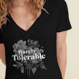 Barely Tolerable Shirt Floral Book Lover Quote Bookish Women's Jersey Short Sleeve Deep V-Neck Tshirt