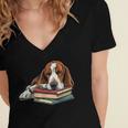 Basset Hound Books Dog Breed Graphic Women's Jersey Short Sleeve Deep V-Neck Tshirt Basset Hound Books Dog Breed Graphic Women's Jersey Short Sleeve Deep V-Neck Tshirt