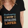 Beekeeping Now Minimal Socializing Introvert Vintage Women's Jersey Short Sleeve Deep V-Neck Tshirt Beekeeping Now Minimal Socializing Introvert Vintage Women's Jersey Short Sleeve Deep V-Neck Tshirt