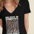 Believe In Your-Shelf Bookworm Book Shelf Reader Women's Jersey Short Sleeve Deep V-Neck Tshirt