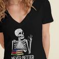 Never Better Skeleton Read Reading Book Librarian Men Women Women's Jersey Short Sleeve Deep V-Neck Tshirt Never Better Skeleton Read Reading Book Librarian Men Women Women's Jersey Short Sleeve Deep V-Neck Tshirt