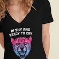 Bi Shy And Ready To Cry Bisexual Introvert Bi Pride Women's Jersey Short Sleeve Deep V-Neck Tshirt