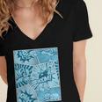 Blue Comic Book Blue Graphic Women's Jersey Short Sleeve Deep V-Neck Tshirt