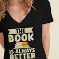 The Book Is Always Better Thriller Women's Jersey Short Sleeve Deep V-Neck Tshirt