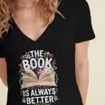 The Book Is Always Better Women's Jersey Short Sleeve Deep V-Neck Tshirt