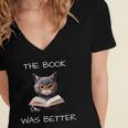 The Book Was Better Literature Teacher Reading Cat Lover Women's Jersey Short Sleeve Deep V-Neck Tshirt The Book Was Better Literature Teacher Reading Cat Lover Women's Jersey Short Sleeve Deep V-Neck Tshirt