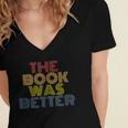 The Book Was Better Retro 70s Vintage Women's Jersey Short Sleeve Deep V-Neck Tshirt