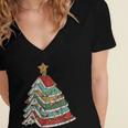 Book Christmas Tree For Librarians Book Lovers Women's Jersey Short Sleeve Deep V-Neck Tshirt