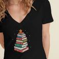 Book Christmas Tree Book Lover Teacher Librarian Men Women Women's Jersey Short Sleeve Deep V-Neck Tshirt Book Christmas Tree Book Lover Teacher Librarian Men Women Women's Jersey Short Sleeve Deep V-Neck Tshirt
