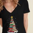 Book Christmas Tree Book Lover Teacher Librarian Women's Jersey Short Sleeve Deep V-Neck Tshirt Book Christmas Tree Book Lover Teacher Librarian Women's Jersey Short Sleeve Deep V-Neck Tshirt