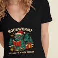 Book Dragon Christmas Reading For Fantasy Lovers Women's Jersey Short Sleeve Deep V-Neck Tshirt Book Dragon Christmas Reading For Fantasy Lovers Women's Jersey Short Sleeve Deep V-Neck Tshirt