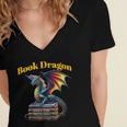 Book Dragon Mark Minson's Books Women's Jersey Short Sleeve Deep V-Neck Tshirt