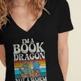 Im a Book Dragon Not a Worm Dragon Women's Jersey Short Sleeve Deep V-Neck Tshirt