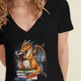 Book Dragon Reading Book Lover Women's Jersey Short Sleeve Deep V-Neck Tshirt Book Dragon Reading Book Lover Women's Jersey Short Sleeve Deep V-Neck Tshirt
