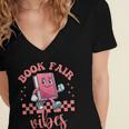 Book Fair Vibes School Librarian Retro 70s Reading Bookworm Women's Jersey Short Sleeve Deep V-Neck Tshirt Book Fair Vibes School Librarian Retro 70s Reading Bookworm Women's Jersey Short Sleeve Deep V-Neck Tshirt