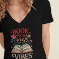 Book Fair Vibes Women's Jersey Short Sleeve Deep V-Neck Tshirt