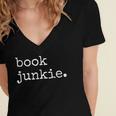 Book Junkie Reading Shirts Women's Jersey Short Sleeve Deep V-Neck Tshirt