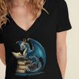 Book Lover Bookworm Reading Books Dragon Sci-Fi Character Women's Jersey Short Sleeve Deep V-Neck Tshirt
