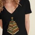 Book Lover Christmas Graphic For Librarians Women's Jersey Short Sleeve Deep V-Neck Tshirt