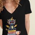 Book Lover Cute Baby Dragon Reading Women's Jersey Short Sleeve Deep V-Neck Tshirt