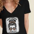 Book Lover What Happens At Book Club Stays Messy Bun Girls Women's Jersey Short Sleeve Deep V-Neck Tshirt Book Lover What Happens At Book Club Stays Messy Bun Girls Women's Jersey Short Sleeve Deep V-Neck Tshirt