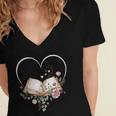 Book Lover Heart Shaped Reading Art Librarian Women's Jersey Short Sleeve Deep V-Neck Tshirt Book Lover Heart Shaped Reading Art Librarian Women's Jersey Short Sleeve Deep V-Neck Tshirt