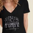 Book Lover Library Reading Bookish Literature Reader Women's Jersey Short Sleeve Deep V-Neck Tshirt