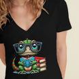 Book Lover Reading Iguana Women's Jersey Short Sleeve Deep V-Neck Tshirt