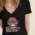 Book Lover Reading Platypus Women's Jersey Short Sleeve Deep V-Neck Tshirt