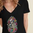 Book Lover Skeleton Reading With Dia De Los Muertos Flowers Women's Jersey Short Sleeve Deep V-Neck Tshirt Book Lover Skeleton Reading With Dia De Los Muertos Flowers Women's Jersey Short Sleeve Deep V-Neck Tshirt