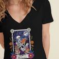 Book Lover Tarot Card The Reader Mystic Skeleton Women's Jersey Short Sleeve Deep V-Neck Tshirt