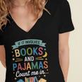 Book Lovers Reading Bedtime Cozy Pajama For Librarians Women's Jersey Short Sleeve Deep V-Neck Tshirt Book Lovers Reading Bedtime Cozy Pajama For Librarians Women's Jersey Short Sleeve Deep V-Neck Tshirt