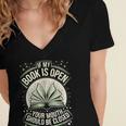 If My Book Is Open Your Mouth Should Be Closed Women's Jersey Short Sleeve Deep V-Neck Tshirt