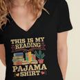 Book And Pajama This Is My Reading Pajama Bedtime Reading Women's Jersey Short Sleeve Deep V-Neck Tshirt Book And Pajama This Is My Reading Pajama Bedtime Reading Women's Jersey Short Sleeve Deep V-Neck Tshirt
