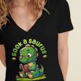 Book A Saurus Bookasaurus Dinosaur Book Girls Boys Toddler Women's Jersey Short Sleeve Deep V-Neck Tshirt