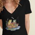 Book Shirt Frog Toad Fishing Vintage Book Frog Women's Jersey Short Sleeve Deep V-Neck Tshirt
