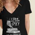 I Like My Book Spicy Read Reading Librarian Men Women Kids Women's Jersey Short Sleeve Deep V-Neck Tshirt