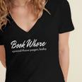 Book Whore Spread Those Pages Baby Inuendo Racy Women's Jersey Short Sleeve Deep V-Neck Tshirt