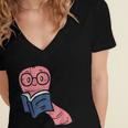 Book Worm Pun Read Reading Librarian America Men Women Kids Women's Jersey Short Sleeve Deep V-Neck Tshirt