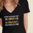 Bookcase Driving My Husband Crazy One Book At A Time Women's Jersey Short Sleeve Deep V-Neck Tshirt Bookcase Driving My Husband Crazy One Book At A Time Women's Jersey Short Sleeve Deep V-Neck Tshirt