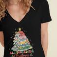 All Booked For Christmas Book Lovers Xmas Tree Lights Women's Jersey Short Sleeve Deep V-Neck Tshirt All Booked For Christmas Book Lovers Xmas Tree Lights Women's Jersey Short Sleeve Deep V-Neck Tshirt