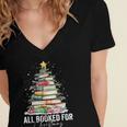 All Booked For Christmas Coquette Books Teacher Xmas Tree Women's Jersey Short Sleeve Deep V-Neck Tshirt All Booked For Christmas Coquette Books Teacher Xmas Tree Women's Jersey Short Sleeve Deep V-Neck Tshirt