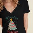 All Booked For Christmas Tree Book Bookish Christmas Women's Jersey Short Sleeve Deep V-Neck Tshirt