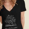 My Weekend Is Booked Floral Book Women's Jersey Short Sleeve Deep V-Neck Tshirt