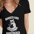 Booked And Unbothered Cat Reading Book Lovers Women's Jersey Short Sleeve Deep V-Neck Tshirt Booked And Unbothered Cat Reading Book Lovers Women's Jersey Short Sleeve Deep V-Neck Tshirt